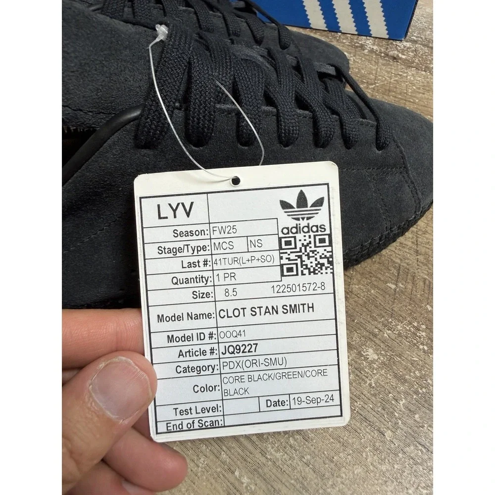 Adidas SAMPLE Men's Clot Stan Smith by Edison Chen 'Black‎ Green' SIZE 9 JQ9227